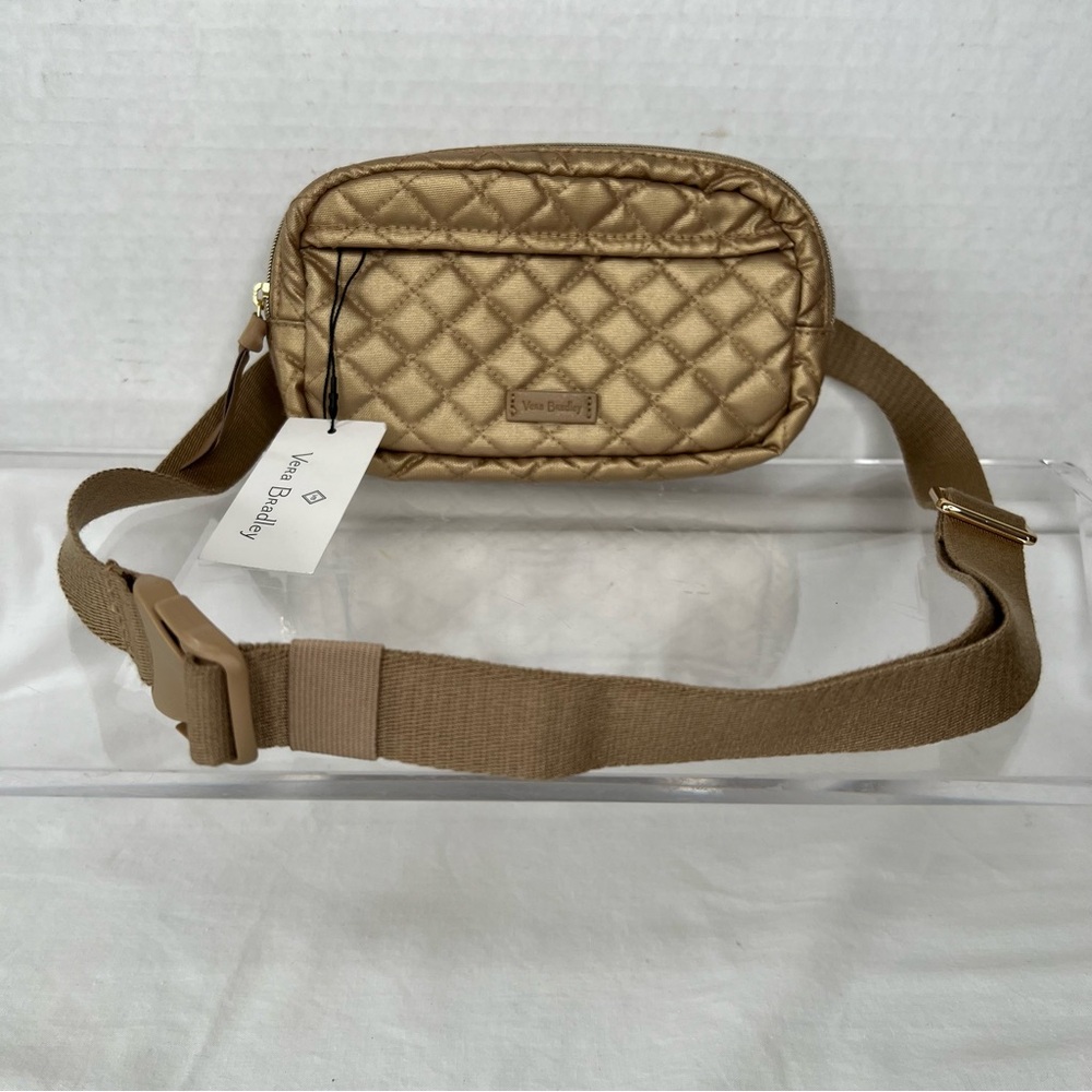 Vera Bradley Mini Belt Bag, Champagne Gold Pearl, NWT